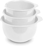 set of three white mixing bowls