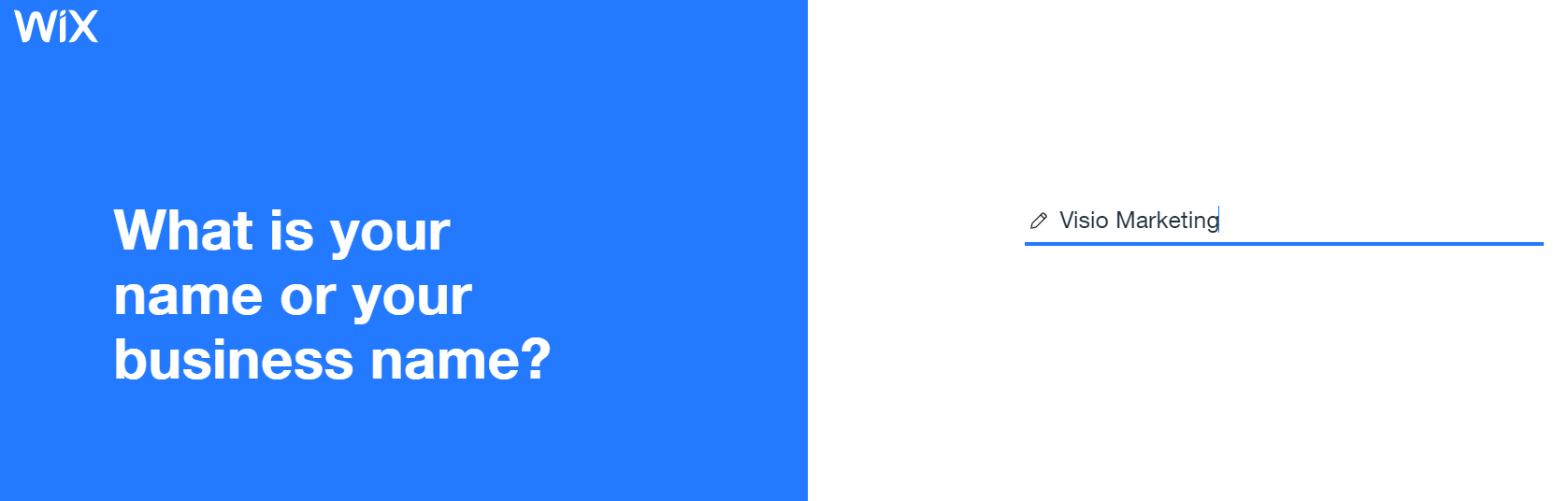 Inputting your business name for Wix