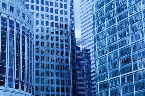 tall glass buildings in a city