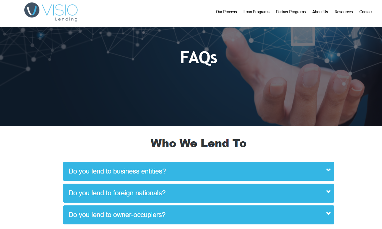 Visio's FAQ page