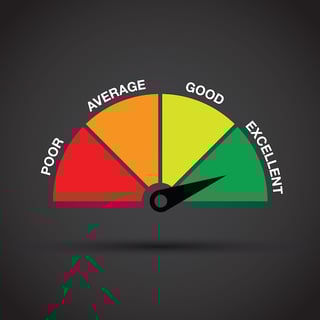 meter with arrow pointing to excellent