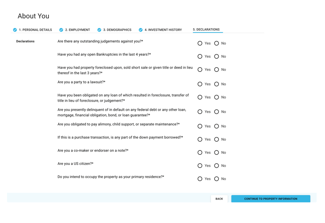 Declarations Screen